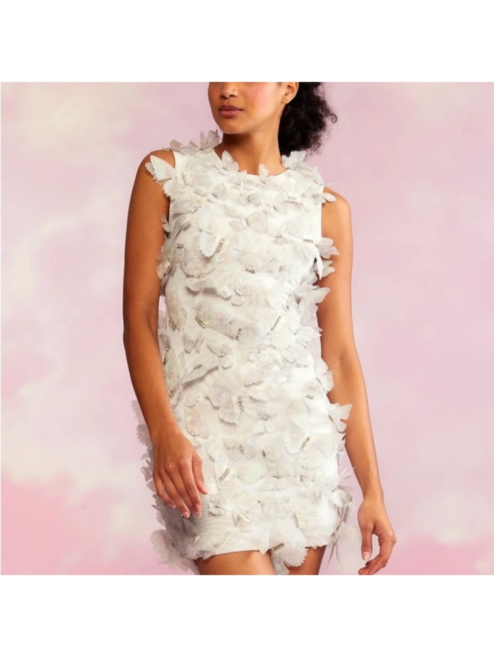 Cynthia Rowley Ivory 3D Butterfly Appliqué Formal Dress